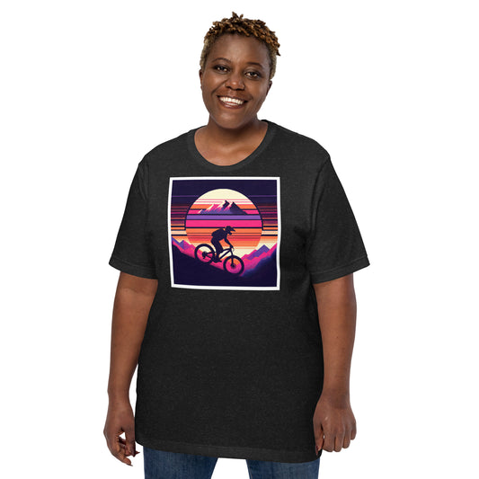 8-bit Mountain bike sunset t-shirt